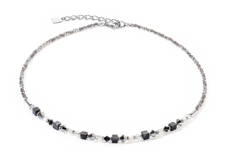Coeur de Lion Princess Shape Mix Necklace Black-White 4239/10-1314