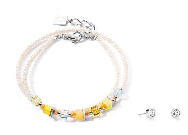 Coeur de Lion Joyful Colours Wrap Bracelet Silver Yellow 4564/30-0100