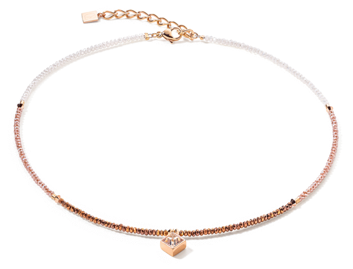 Coeur de Lion Brilliant Square necklace rose gold-beige 6006/10-1037