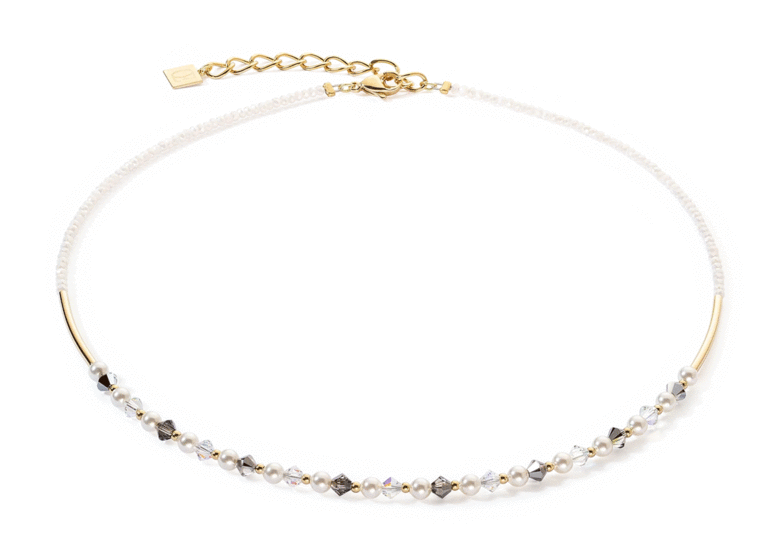 Coeur de Lion Princess Pearls Necklace Grey-Crystal 6022/10-1218