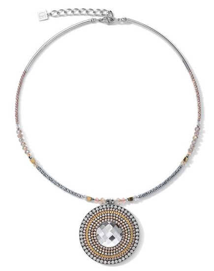 Coeur de Lion Necklace Amulet Bicolour Swarovski® Crystals & Hematite gold-silver 5036/10-1617