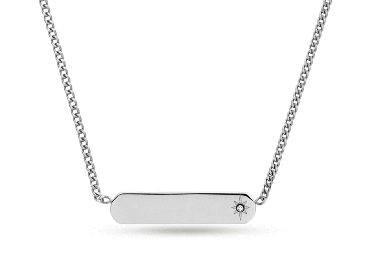 Fossil Drew Stainless Steel Bar Chain Necklace JF04134040