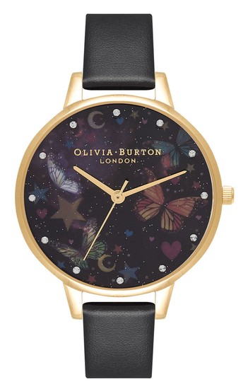 Olivia Burton Demi Night Garden Butterflies Black & Gold Watch OB16WG82