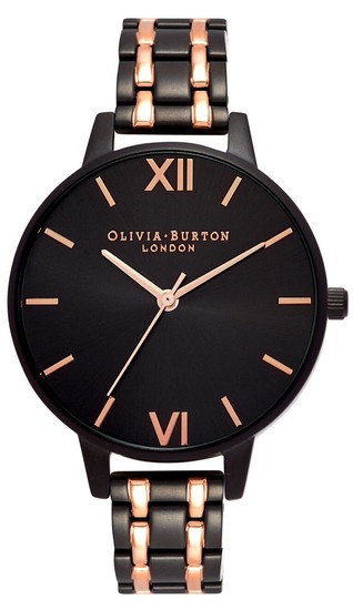 Olivia Burton Demi Dial Black & Rose Gold Bracelet Watch OB16EN09
