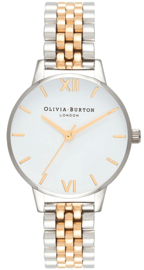 OLIVIA BURTON Midi Dial White Dial Gold Silver Bracelet Watch OB16MDW34