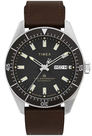 TIMEX Waterbury Dive Automatic 40mm Leather Strap Watch TW2V24800