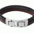 FOSSIL DUO BLACK STAINLESS STEEL AND BROWN LEATHER BRACELET JF03180040