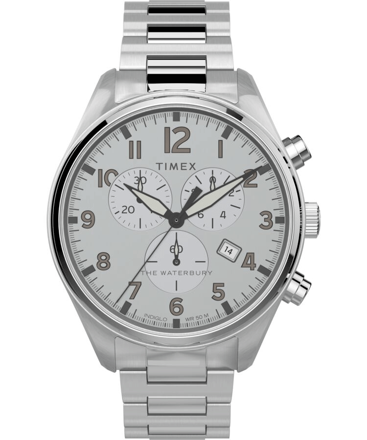 TIMEX Waterbury Traditional Chronograph 42mm Stainless Steel Bracelet Watch TW2T70400