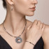 Coeur de Lion Necklace Amulet small Swarovski® Crystals & striped onyx grey-crystal 5035/10-1218