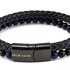 INTERTWINED LEATHER BRACELET WITH BLACK-BLUE BALLS BY MENVARD MV1008