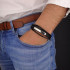 BLACK LEATHER BRACELET WITH 5 SINGLE LINES AND SILVER STEEL PLATE BY MENVARD MV1009