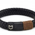 BLACK LEATHER BRACELET WITH BROWN PARTS BY MENVARD MV1030